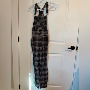 White Crow Black and Gray Plaid Jumpsuit